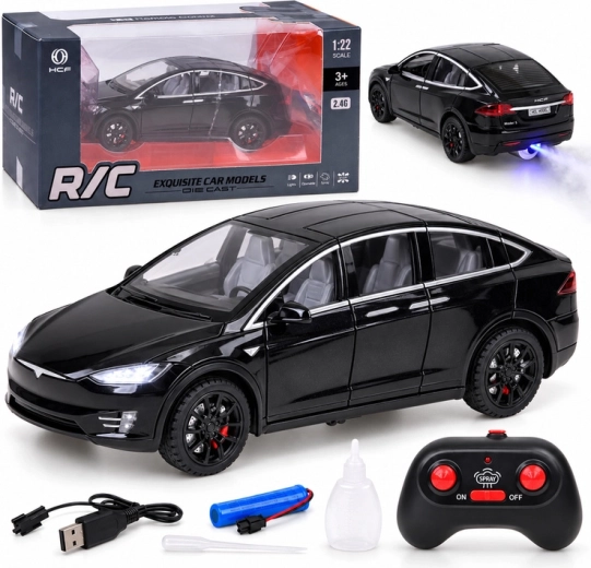 Auto RC Tesla Model X in scala 1:22 con illuminazione LED ed effetto fumo