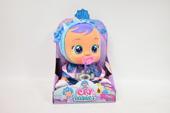 Bambola interattiva Cry Babies Fantasy Tina – triceratopo blu