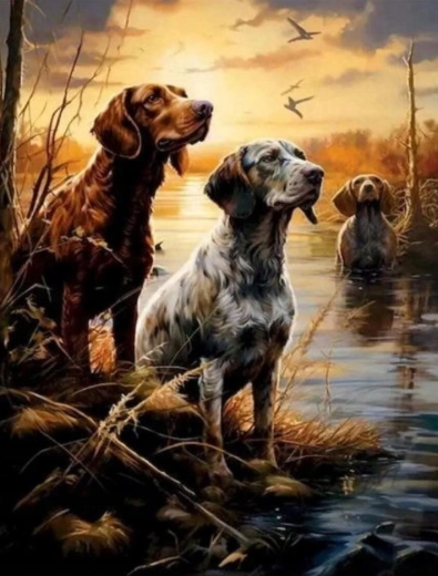 Dipinto secondo i numeri Cani nelle paludi 40 × 50 cm NORIMPEX