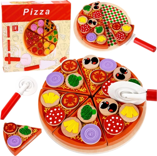 Pizza in legno da tagliare con velcro e accessori