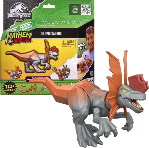 Figura di dinosauro Jurassic World Mayhem Mix-Ups 2 in 1 Dilophosaurus