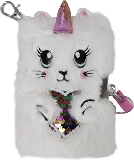 Mini taccuino in peluche A7 unicorno