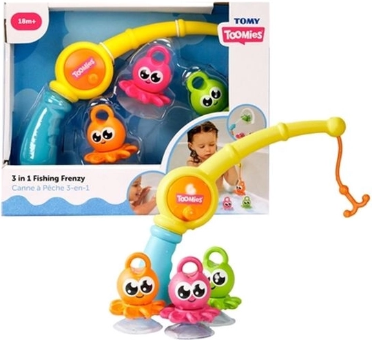 Tomy Toomies canna da pesca per polipetti da bagno 3 in 1