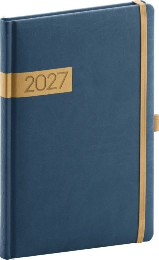 Agenda settimanale Notique Twill 2027 blu-oro 15 × 21 cm