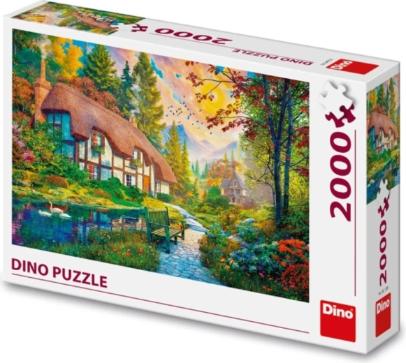 Splendido motivo della casetta sul fiume