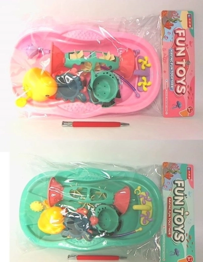 Vaschetta con set di giocattoli da bagno