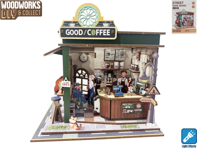 Kit da costruzione in legno caffetteria con luce Woodworks