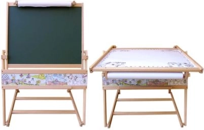 Lavagna in legno doppia faccia con tavolino 2 in 1 per bambini