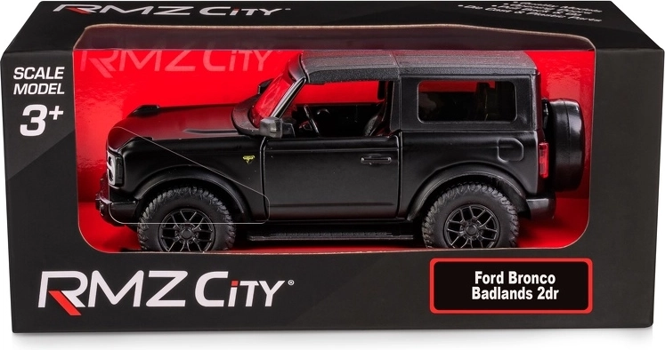 Modello in metallo dell'auto Ford Bronco Badlands 2023 1:32/39 nero opaco