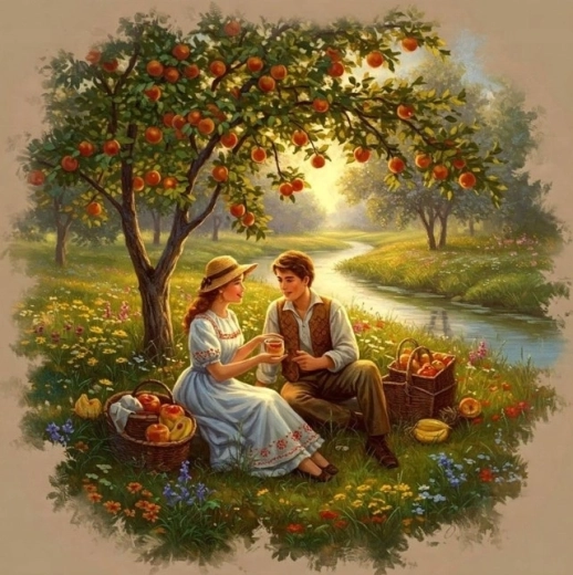 Norimpex pittura con diamanti Picnic sotto il melo 30 × 40 cm