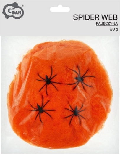 Ragnatela arancione per Halloween 20 g con 4 ragni