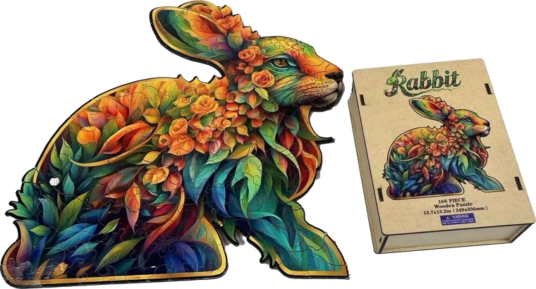 Puzzle a incastro in legno con coniglietto