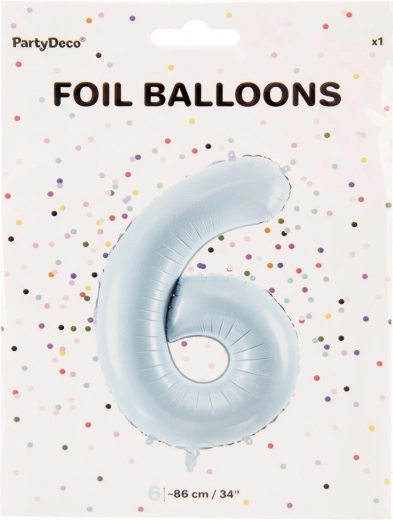 Palloncino in foil numero 6 blu 86 cm