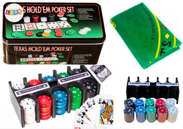 Set da poker 2 mazzi di carte gettoni tavola da gioco