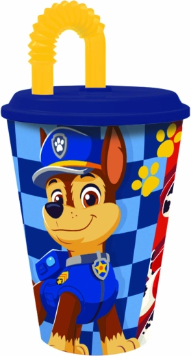 Bicchiere con cannuccia PAW Patrol 430 ml in plastica