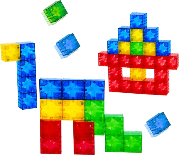 Cubi trasparenti colorati per costruzioni 2D e 3D