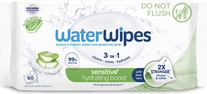 Salviettine umidificate idratanti WaterWipes con aloe vera 3 in 1 12×60 pz