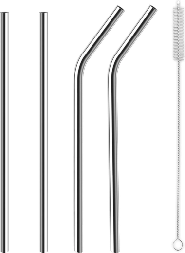 Set di cannucce in acciaio inox con spazzolino per la pulizia (4 pz)