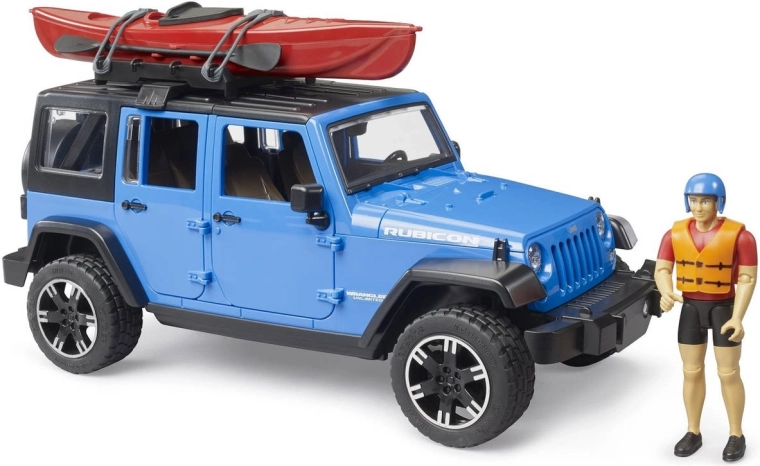 Bruder Jeep Wrangler Rubicon con kayak e figurina in scala 1:16