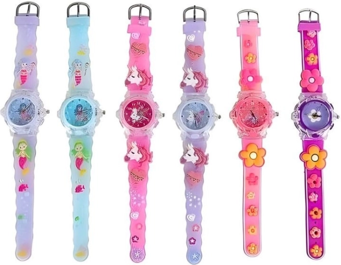Orologio analogico da ragazza con luce, mix di motivi