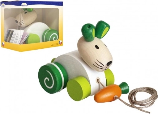 Coniglietto di legno trainabile con carota per i primi passi
