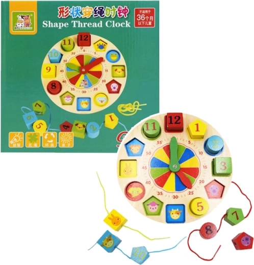 orologio in legno con infilatura e puzzle a incastro