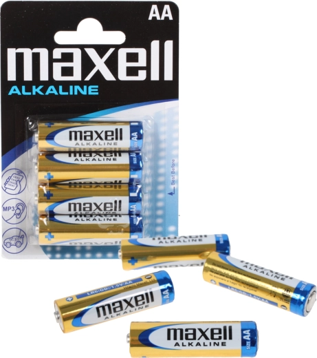 Batterie alcaline MAXELL AA LR6, 1,5 V – confezione da 4 pezzi