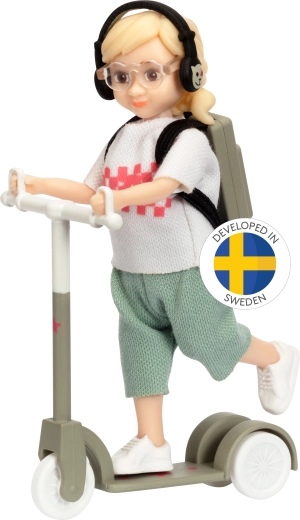 Bambola Lundby adolescente sul monopattino con accessori