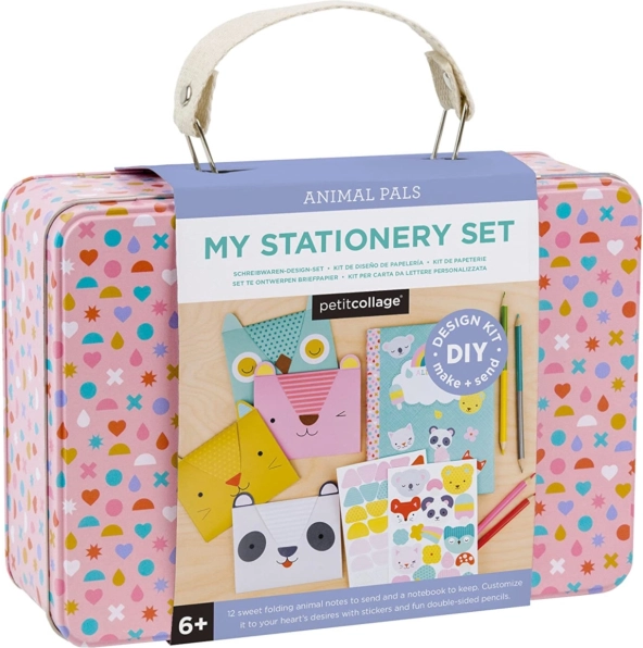 Petit Collage valigetta creativa – set di cancelleria con animaletti
