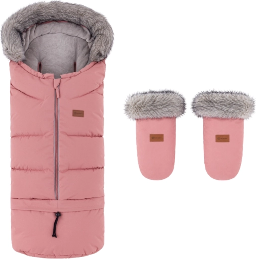 Petite&Mars set invernale sacco termico Arctic 4in1 + guanti per passeggino Fjora old rose
