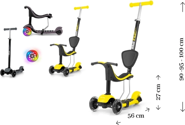 Little Star monopattino per bambini 3 in 1 giallo-nero con sedile
