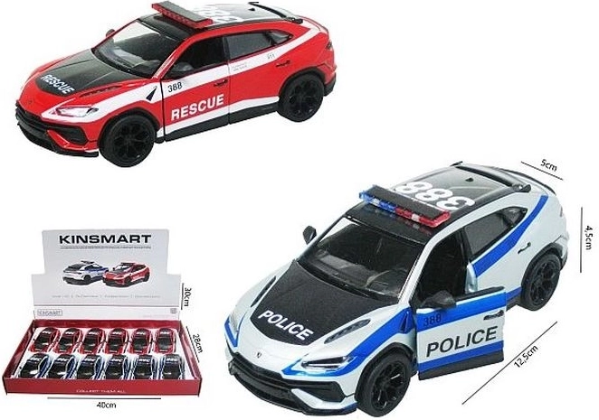 Lamborghini Urus auto della polizia o di soccorso con trazione pull-back - 1 pezzo