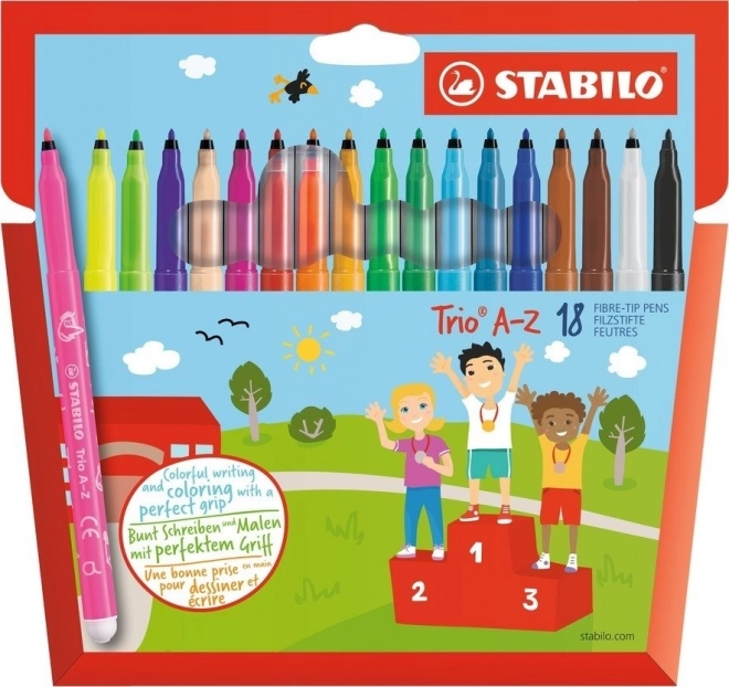 Pennarelli STABILO Trio A-Z – set da 18 colori