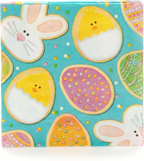 Tovaglioli di carta pasquali con coniglietti, pulcini e uova 33 × 33 cm, 16 pezzi