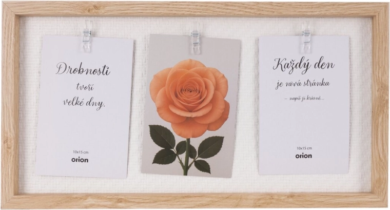 Cornice portafoto in legno beige per 3 foto 42 × 22 cm