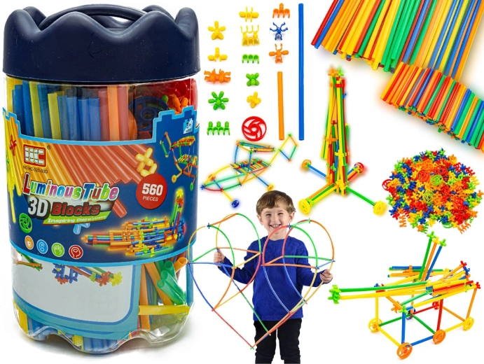 Cannucce da costruzione 3D luminose (circa 560 pezzi)
