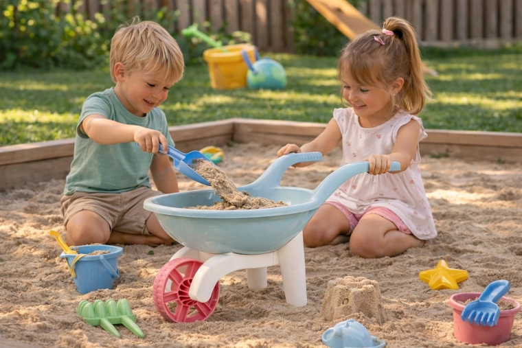 Divertimento in giardino e nella sabbia