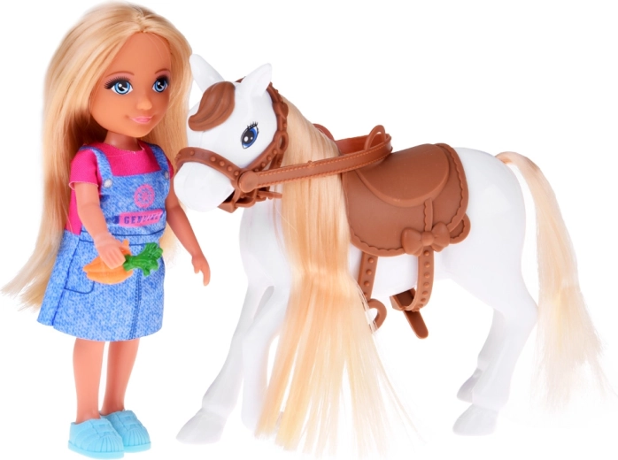 Bambola contadina e cavallino con accessori