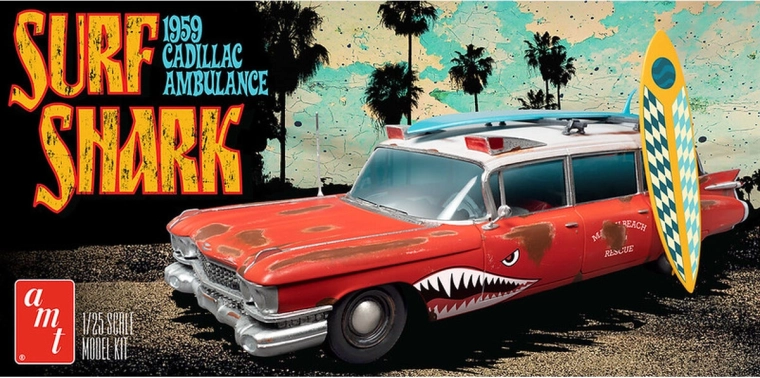 Modello di auto in plastica 1:25 Surf Shark 1959 Cadillac Ambulance
