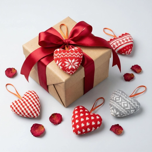 Mini cuscino decorativo in tessuto a forma di cuore con asola - 1 pezzo