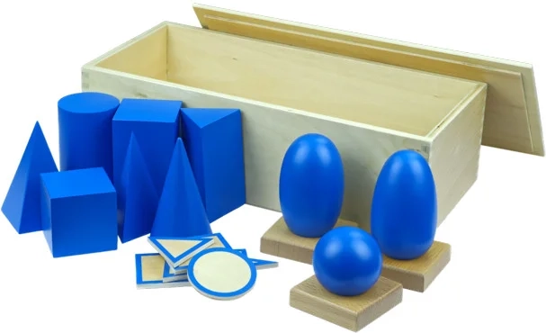 Moyo Montessori solidi geometrici con basette e scatola