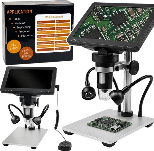 Microscopio didattico digitale con display LCD da 7" e ingrandimento 1200×