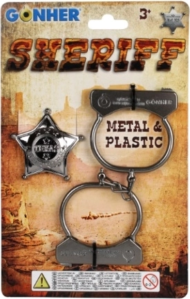 Set da cowboy con manette in metallo e distintivo da sceriffo Gonher