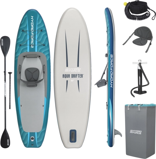 Set completo con pompa, pagaia e leash di sicurezza