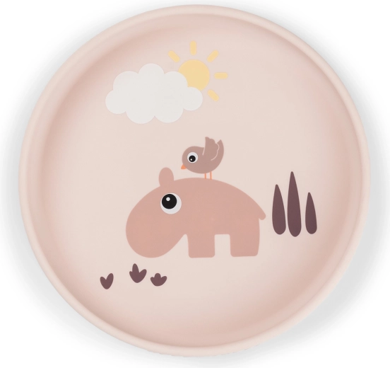 Done by Deer piatto in silicone con ventosa Stick&Stay Playground rosa