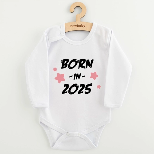 Body per neonati con stampa New Baby Born in 2025, rosa, taglia 56 (0–3 mesi)