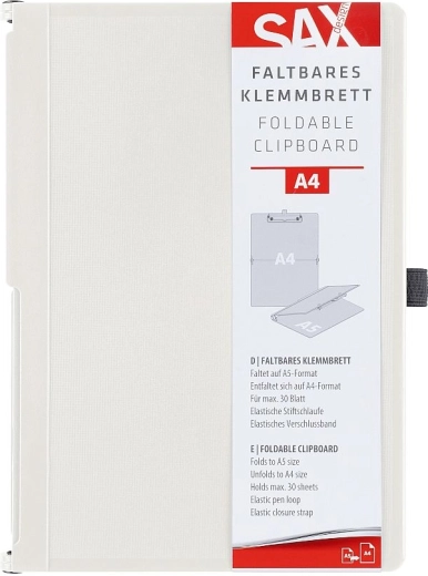 Cartellina portablocco SAX richiudibile con clip A4, color crema
