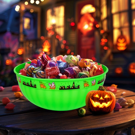 Ciotola da portata verde in plastica per Halloween 30 × 12 cm