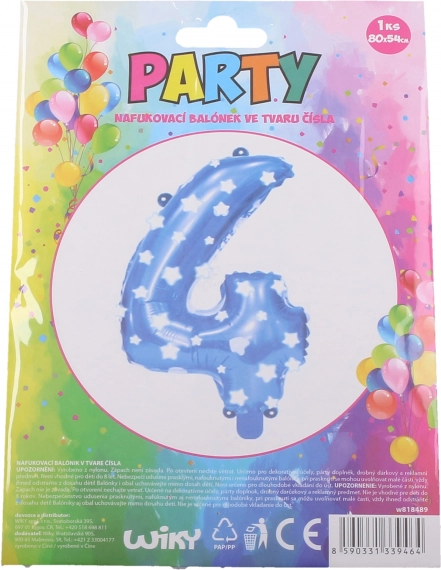 Palloncino gonfiabile numero 4 blu con stelline