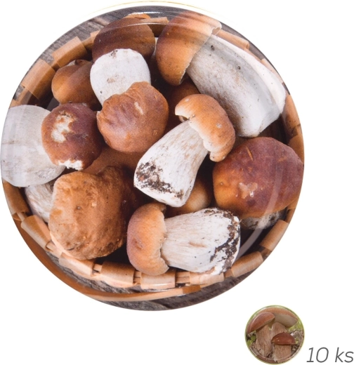 Coperchio metallico per conserve Bio 82 con motivo funghi (10 pz)